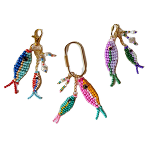 Porte-clés artisanal de style ethnique, tissé et perlé, avec motif animalier, souvenir d'artisanat indien - Product Image 5