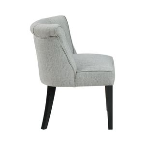 Mobilier de maison moderne 1pc pieds finition expresso tissu gris rembourré dos incurvé chaise d'appoint coussin en mousse chaises de salon - Product Image 6