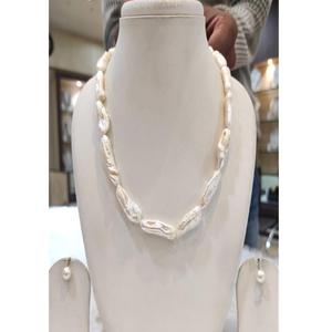 Exquisito Juego de Collar y Pendientes de Perlas Barrocas de Primera Calidad, 1 Hilera, para Mujeres y Niñas, para Bodas, Compromisos y Fiestas - Product Image 1