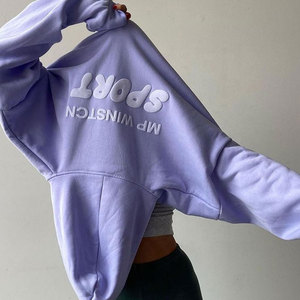 Sudadera Deportiva Extra Grande con Estampado de Letras en la Espalda, Unisex, de Forro Polar, Cuello Redondo, Manga Regular, Estilo Otoñal - Product Image 3