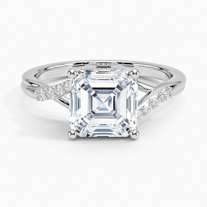 Bague SOJ 040 en argent 925, taille Asscher, avec halo dissimulé, diamant 2 carats couleur D VVS1, moissanite certifiée GRA, prix bas - Product Image 1
