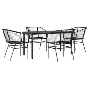 Juego de Comedor de Patio de 5 Piezas en Ratán Sintético Negro con Colección de Muebles de Jardín de Vidrio - Product Image 2