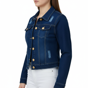 เสื้อแจ็คเก็ตยีนส์ผู้หญิง แห้งเร็ว รับผลิตตามแบบ OEM ขายส่ง - Product Image 4