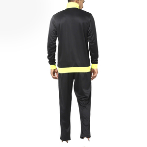 Men's Black Breathable Lightweight Zip-Up Tracksuit Set Neon Yellow Trim Regular Fit Sporty Jogger <b>Pants</b> Polyester Woven Autumn - Product Image 2