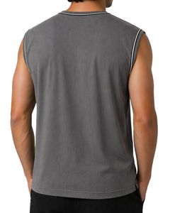 Mens Dark <b>Grey</b> Sleeveless Tank <b>Top</b> Premium Cotton Jersey Gym Fitness Casual Summer <b>Vest</b> Lightweight Breathable Custom Fit - Product Image 2