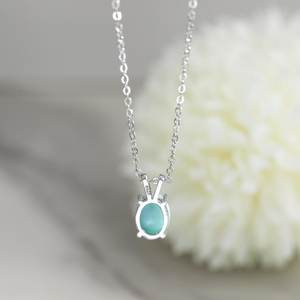 Colgante ovalado de larimar natural con engaste de plata de ley 925, collar de piedras preciosas azules para mujer, regalo. - Product Image 2
