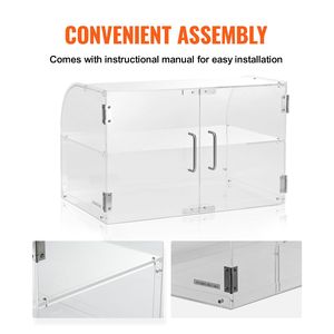 Vetrina Espositiva Commerciale a 2 Livelli in Acrilico per Pasticceria, Espositore da Banco per Panetteria con Accesso Posteriore Rimovibile per Negozi - Product Image 4