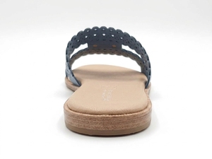 Sandalias Planas de Cuero Genuino Azul para Mujer, Marca Dlords, Punta Abierta, Deslizables, Transpirables, con Amortiguación de Aire, Diseño Floral, Antideslizantes - Product Image 2