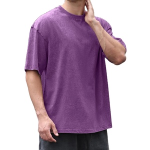 T-shirt en coton rétro délavé à l'acide, coupe ample, col rond, style streetwear, tee-shirt d'été pour homme - Product Image 1