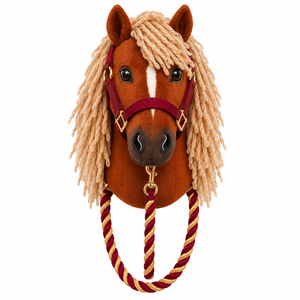 Corde de laisse souple pour cheval en peluche avec un design coloré, une construction robuste et une poignée confortable pour des jeux équestres imaginatifs - Product Image 1