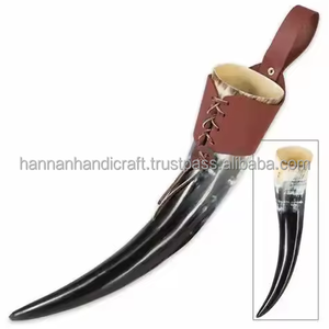Auténtico Cuerno Vikingo para Beber con Envoltura de Cuero Personalizada, Forma Natural de Animal, para Ferias Renacentistas, Reenactaciones Medievales y Coleccionistas - Product Image 2