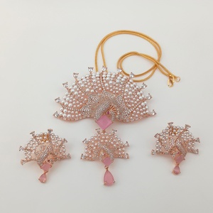 Conjunto de Collar y Pendientes de Rubí, Esmeralda y Circonita Cúbica, Estilo Bohemio, Bollywood, Indio, para Novia, Boda, Moderno, Certificado por IGI, Étnico - Product Image 2