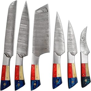 High Quality 6 PCS Professional <b>Kitchen</b> <b>Knife</b> Set With Damascus Steel Blade and <b>Knife</b> Sharpnar <b>Kitchen</b> <b>Knife</b> Set For Hot Sale - Product Image 1