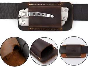 Étui compact en cuir pour couteau tactique pliant, gaine universelle pour ceinture, double couture, personnalisable, ODM, OEM, usine, étanche - Product Image 3