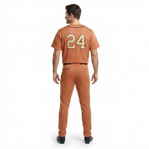 Fournisseur d'uniformes de baseball professionnels personnalisés, imprimés, respirants, anti-humidité, avec design de passepoil, pour hommes, vêtements de sport de compétition, 100% - Product Image 2