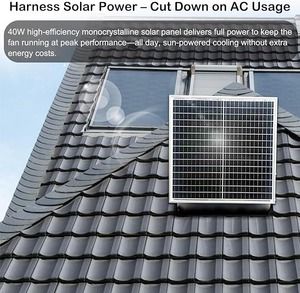 Solar Attic Fan, 40W With Thermostat Roof Exhaust Fan, Cool & <b>Dehumidify</b> up to 4000 ft² for Home, Attic, Garage Intelligent shed - Product Image 3