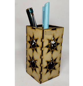 MDF Pen Holder Stationery Jar Holders Custom MDF & Wood Pen Holder Desktop Pencil Organizer Makeup <b>Brush</b> Holder - Product Image 5