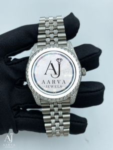 AARVA JEWELS นาฬิกาข้อมือสตรีสแตนเลสหรูหราขอบเพชร 20 มม. 36 มม. หน้าปัดควอตซ์อะนาล็อกคริสตัลแซฟไฟร์ มิโยตะ - Product Image 1