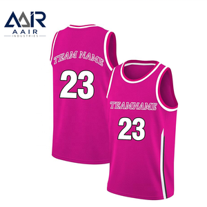 Camiseta de Baloncesto Rosa Personalizada, de Malla de Secado Rápido, sin Mangas, para Equipos, OEM, Corte y Confección para Entrenamiento - Product Image 1