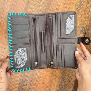 Nuevo bolso de mano personalizado de estilo occidental para mujer, con detalles florales de cuero genuino y costura a mano - Product Image 6