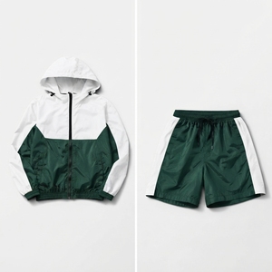 High Quality Custom <b>Men</b> Windbreaker Short Set Relaxed Fit Breathable Windbreaker Nylon Spandex Tracksuit Set Solid for Summer - Product Image 6
