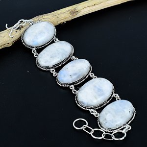 Natural Rainbow Women's <b>Bracelet</b> Natural Cabochon Gemstone 925 Sterling Silver Plating Birthstone Party Jewelry Gift - Product Image 1