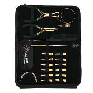 Kit d'outils professionnels pour extensions de cheveux en or avec pinces en acier inoxydable, outil de retrait de perles, aiguilles à coudre et outil Velcro pour cheveux - Product Image 1