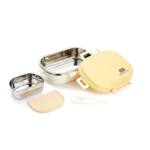 Insulated Stainless Steel <b>Lunch</b> Box With Small Inner Container Spoon Leakproof Tiffin <b>Set</b> For Office School Healthy Meal Prep - Product Image 3
