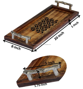 Bandeja de madera de calidad superior para servir, bandeja de desayuno de madera con acabado personalizado, utensilios de cocina, platos y platos, bandeja de madera para servir alimentos - Product Image 3