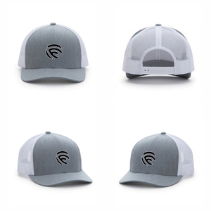 Custom 6-Panel Trucker Hat – Premium Heather Grey and White Mesh <b>Snapback</b> <b>Cap</b> Wholesale OEM - Product Image 1