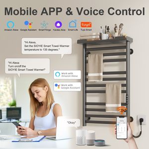 ราวแขวนผ้าเช็ดตัวไฟฟ้าติดผนัง SIOYIE 11 บาร์ ควบคุมผ่านแอพ Wi-Fi พร้อมตัวตั้งเวลาปรับได้และชั้นวางอุ่นผ้าเช็ดตัว - Product Image 4