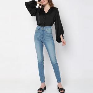 Jeans de Mujer 100% Algodón Lavado, Corte Recto, Pierna Ancha, Cintura Alta, Tallas Grandes, Logotipo Personalizado, Nueva Moda, OEM, Calidad al por Mayor - Product Image 4