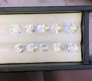 Natural Rainbow Moonstone Faceted Gemstone Lot Blue <b>Flash</b> Loose Stones Madagascar Jewelry Making Supply - Product Image 1