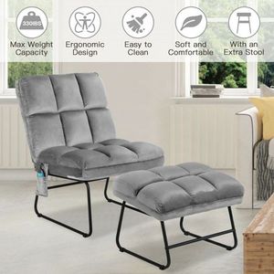 Fauteuil de massage en velours avec repose-pieds et télécommande, caractéristiques du fauteuil-canapé - Product Image 6