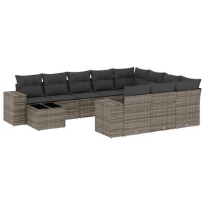 Ensemble de canapés de jardin en rotin gris PE avec structure en acier thermolaqué et verre trempé, mobilier d'extérieur haut de gamme - Product Image 2