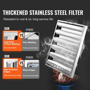 Filtro antigrasso commerciale a deflettore in acciaio inossidabile 24.5W X 19.5H per cappe da cucina di hotel e ristoranti - Product Image 2