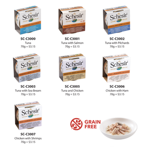 Schesir Canned Adult <b>Cat</b> <b>Food</b> in Natural <b>Gravy</b> - Grain & Gluten Free (70g Tin) Chicken with Shrimps - Product Image 1