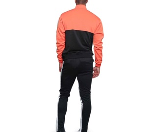 Latest Men's Orange Black Color Block <b>Tracksuit</b> Full Zip Long Sleeve Casual Sport Wear Breathable Polyester Cotton Spring Style - Product Image 2