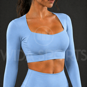 Women Workout <b>Flare</b> Yoga Set Elastic Waist <b>Leggings</b> Long Sleeve Crop Top Fitness Gym Training Quick Dry Stretch Breathable - Product Image 5