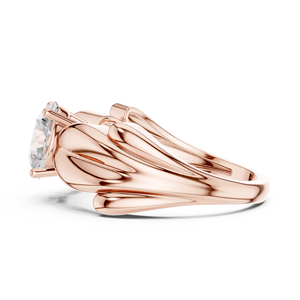 Anillo de Diamantes de Corte Redondo con Diseño de Lazo en Oro Rosa, Elegante Anillo de Compromiso y Boda para Mujer - Product Image 4