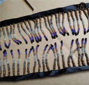 Blue <b>Beaded</b> Decoration Fringe Trims Braid BF787 inches long beads fringe decoration trims Buy Direct From Supplier - Product Image 4