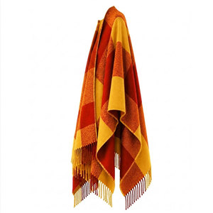 NSPDK Sorority Women’s Red & Yellow Checkered Cape Shawl Cardigan Casual 100% Acrylic Winter Warm Daily Wear women's <b>Scarf</b> - Product Image 2