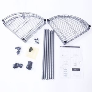 Scaffale di Stoccaggio a 4 Ripiani XM 243S Grigio Argento, in Acciaio al Carbonio a Forma di Ventaglio per Organizzazione Domestica - Product Image 1