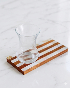 Candid Manufacturing Co. Posavasos con bandeja de nácar con incrustaciones de madera, bandeja de servicio elegante para servir jugo de botella en la cocina del hogar - Product Image 1