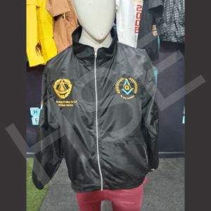 Veste coupe-vent maçonnique brodée sur mesure, veste noire légère à fermeture éclair intégrale avec logo personnalisé - Product Image 5