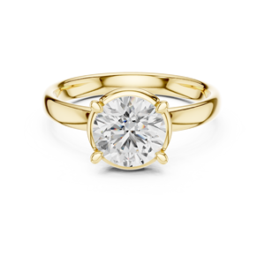 Bague de fiançailles solitaire en or jaune, taille brillant ronde, classique, avec diamant, pour femme, bijoux de mariée - Product Image 1