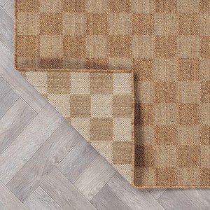 Alfombra Moderna para Exteriores, Rectangular, con Patrón Geométrico, de Polipropileno, Tejido Plano, Impermeable, Lavable, Beige Marrón - Product Image 6