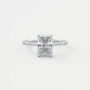 Anillo de compromiso solitario con pavé de diamantes, con diamante de laboratorio de corte radiante de 2.25 quilates en montura de oro blanco de 14k - Product Image 4