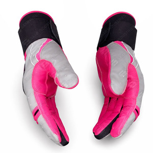 Pink Grey Leather & Black Accent Batting Gloves <b>Hook</b> And Loop Closure Unisex Adult Training Durable - Product Image 6