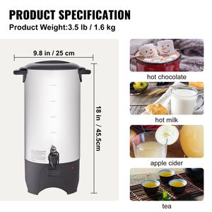 Macchina da Caffè Elettrica Commerciale 1000W 110V, Preparazione Rapida, 50 Tazze, Dispenser di Caffè Grande in Acciaio Inossidabile - Product Image 3